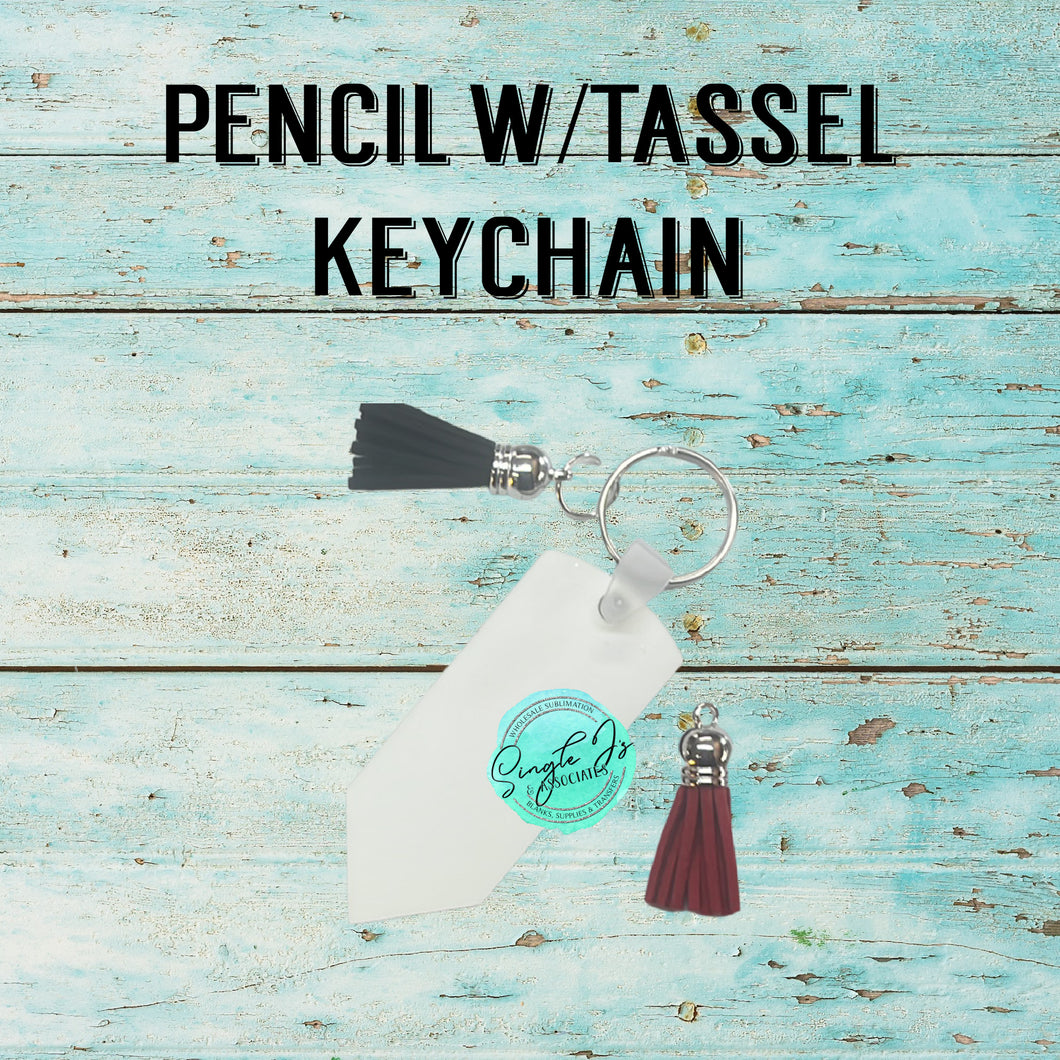 Double Sided Pencil with tassels keychain