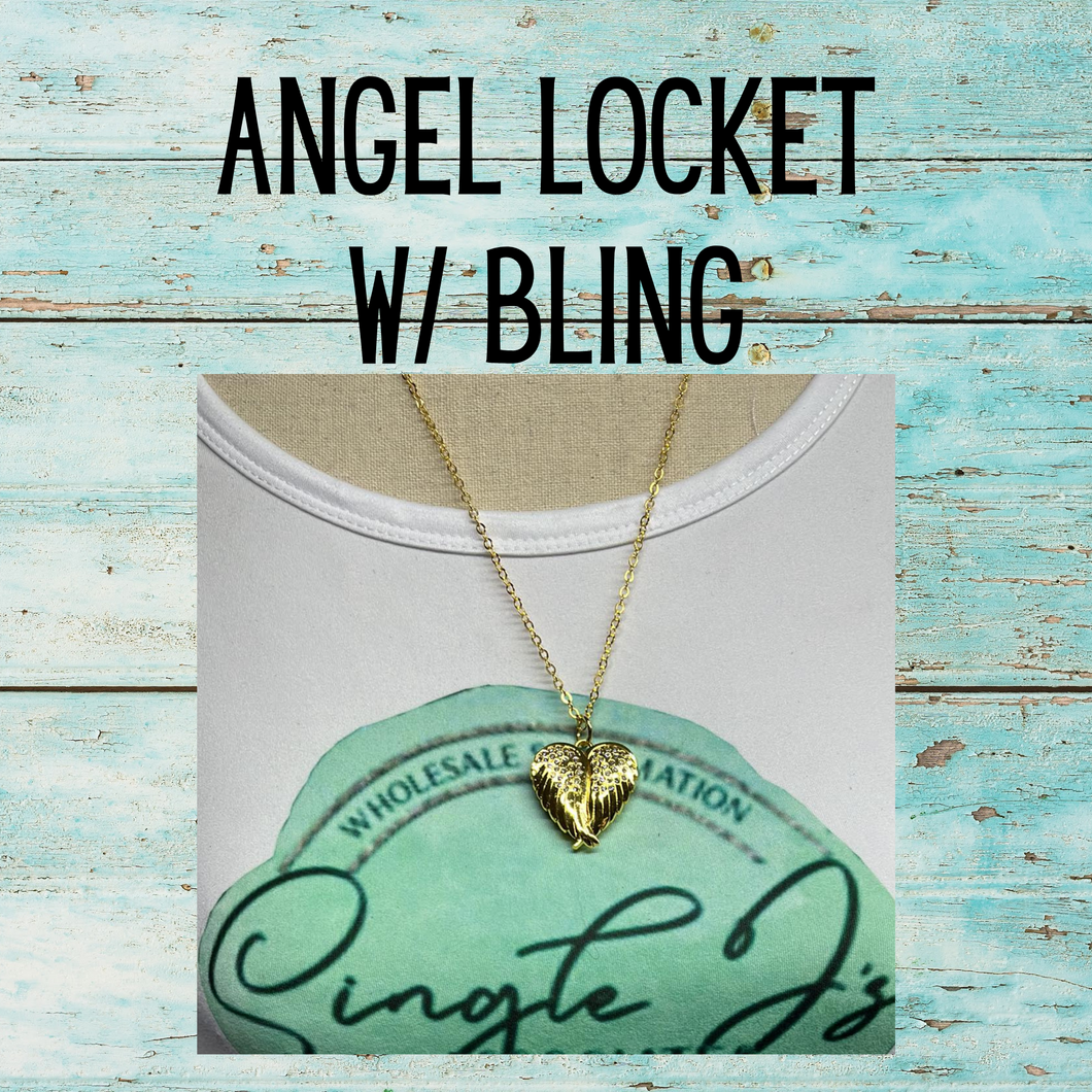 Angel locket with bling