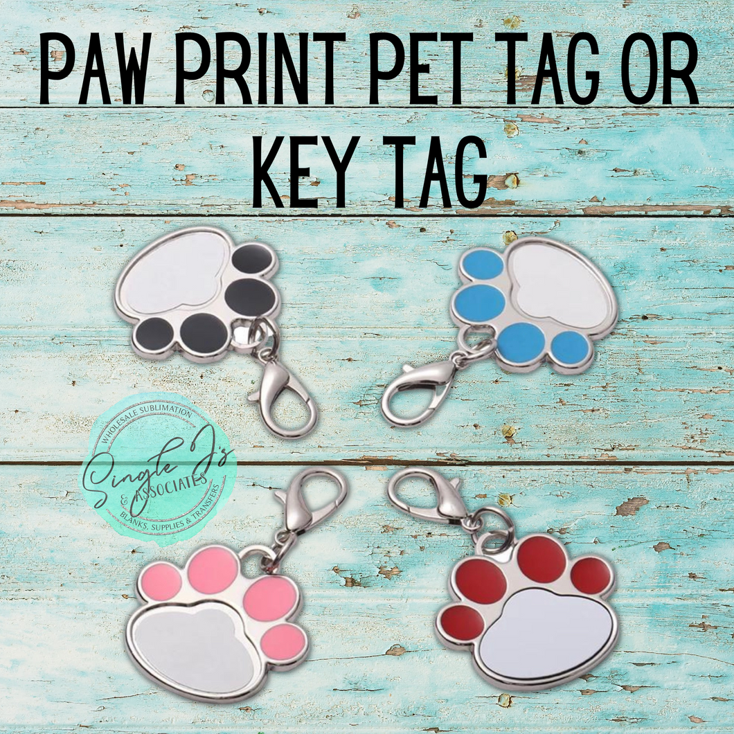 Paw print pet tag or key tag