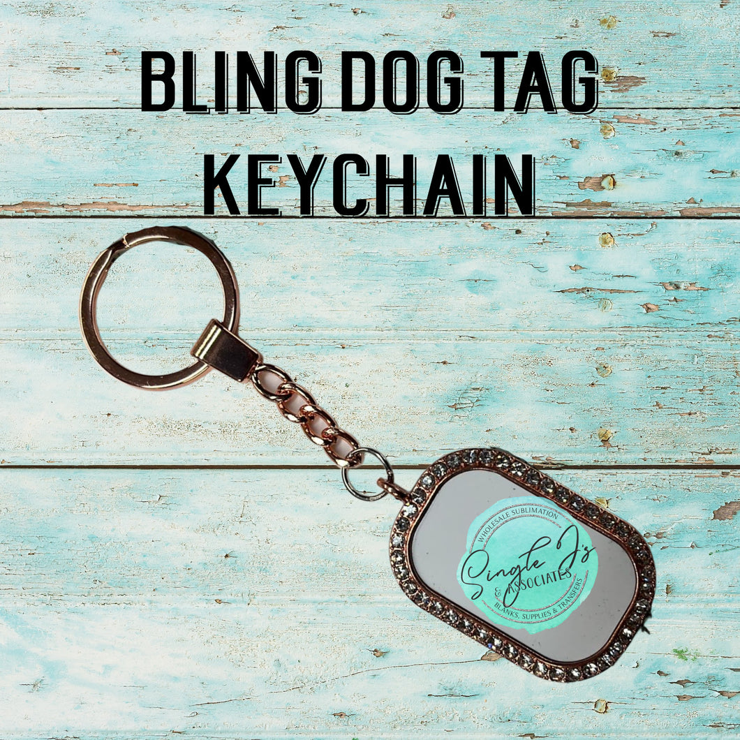 Bling Dog Tag Keychain