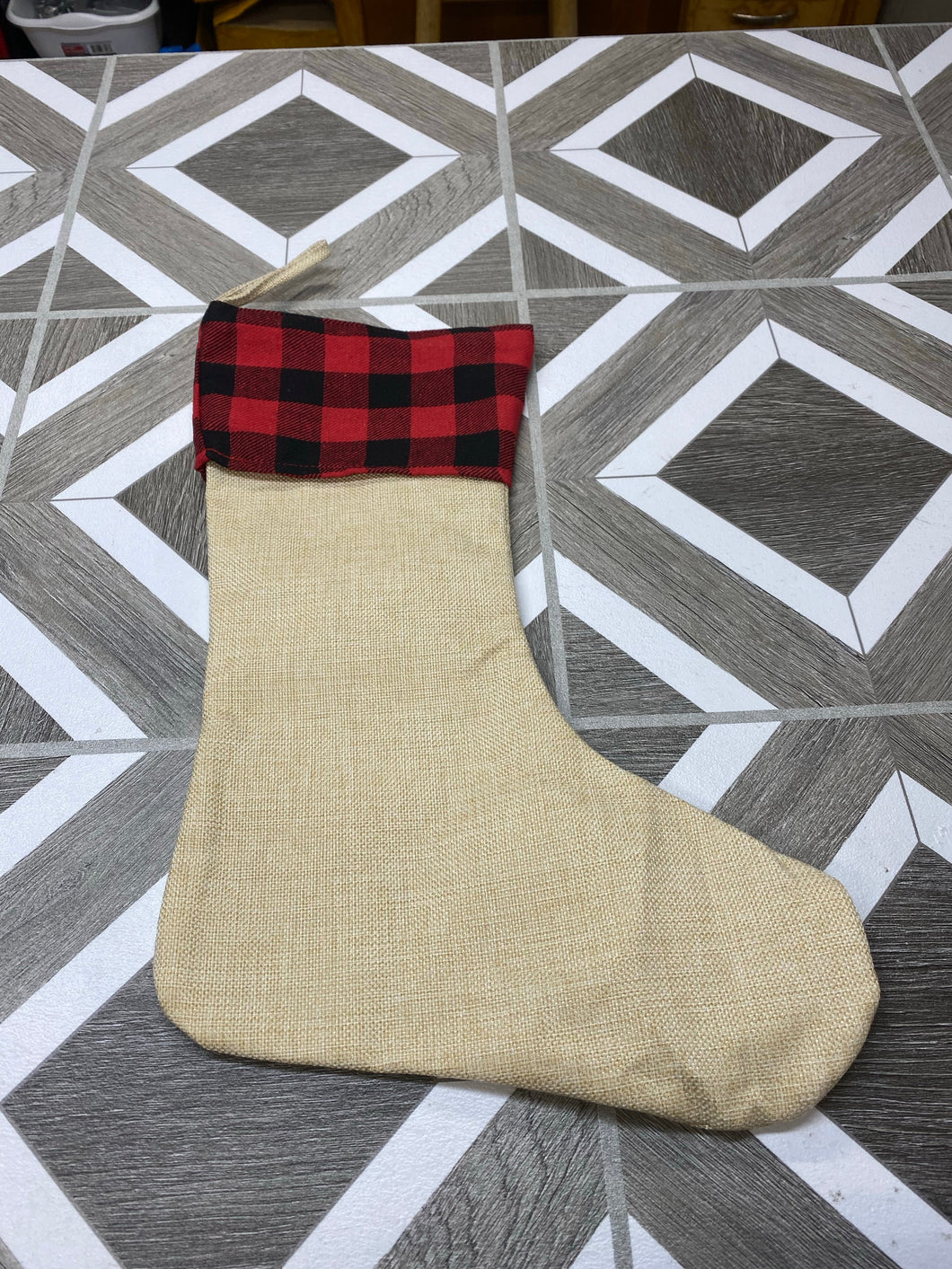 Red Buffalo Plaid Poly Linen Stocking